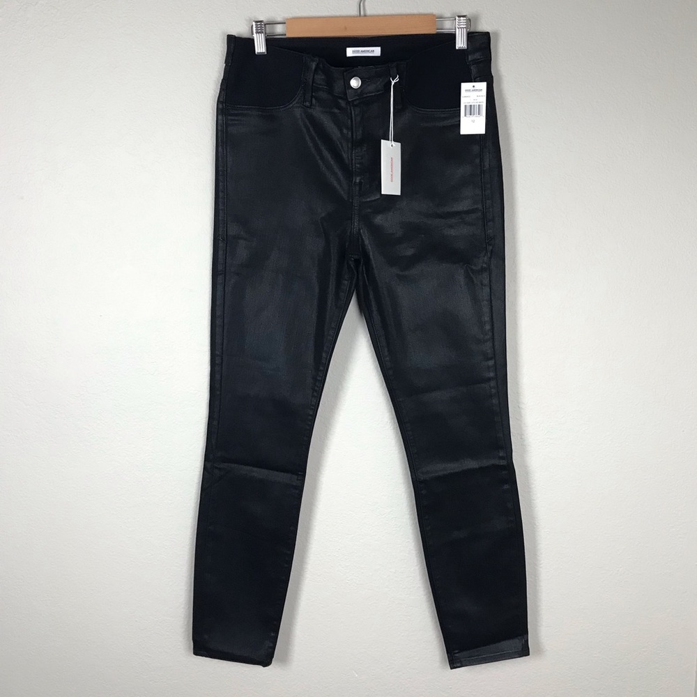 Good American Good Mama Coated Black Maternity 12